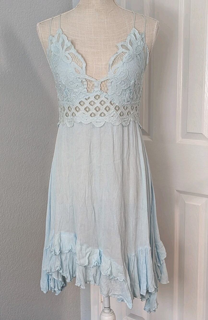 Free People FP One REVOLVE Adella Slip Dress in Light Blue LARGE Fairy Feminine